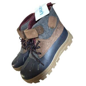 Carters Toddler Boys Duck Boots 13M Waterproof Faux Leather & Wool Blend